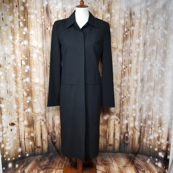 VTG Mark Eisen Collection Made In Italy Women's Sz 4 Black Long Button Up Blazer - Picture 3 of 14